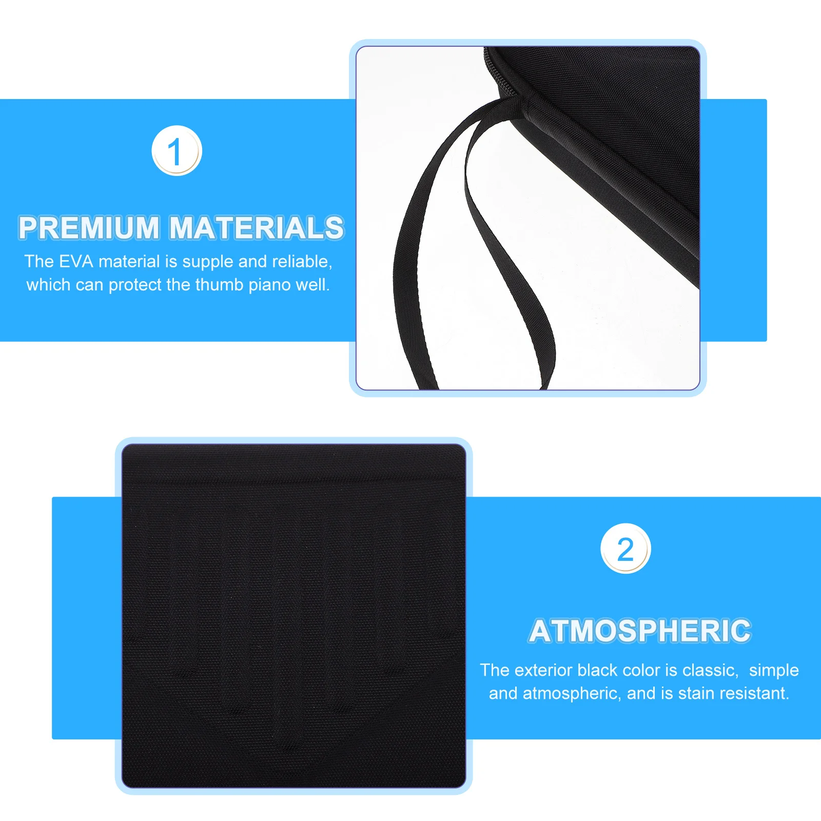 

Simple Black Eva Kalimba Case Portable Thumb Piano Bag 17-Tone Storage Box Protective Travel Holder Kalimba Bag