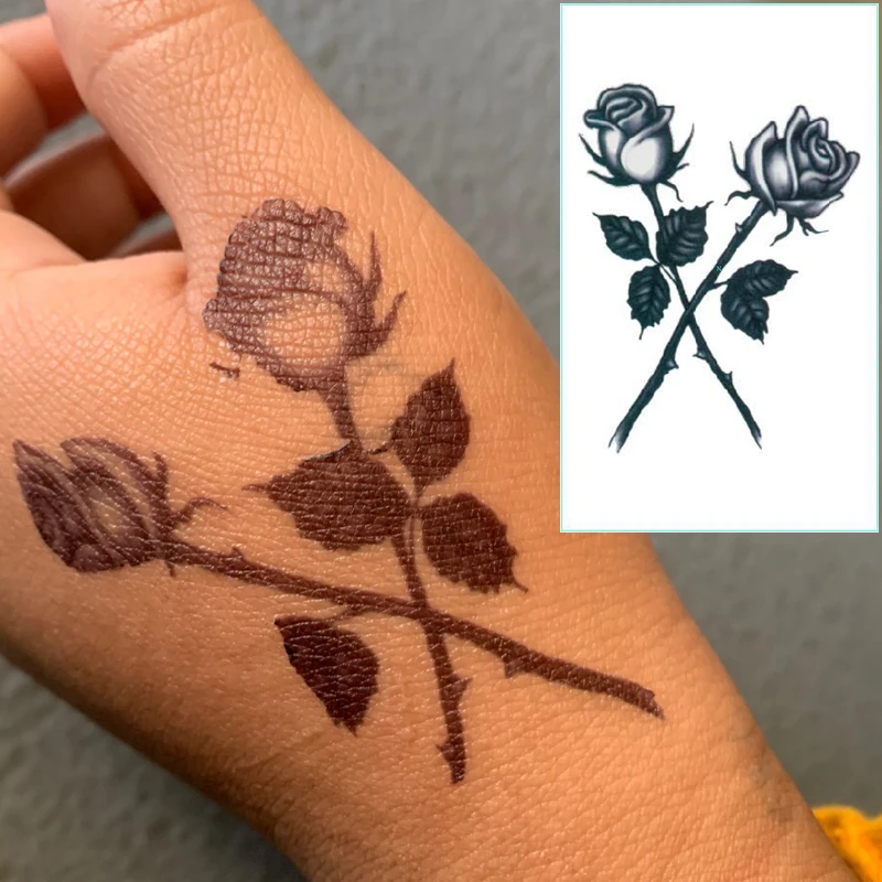 Waterproof Black Temporary Tattoo Stickers Long Men Women Rose Clown Body Art Water Transfer Tattoos Arm Waist Finger Tatoo