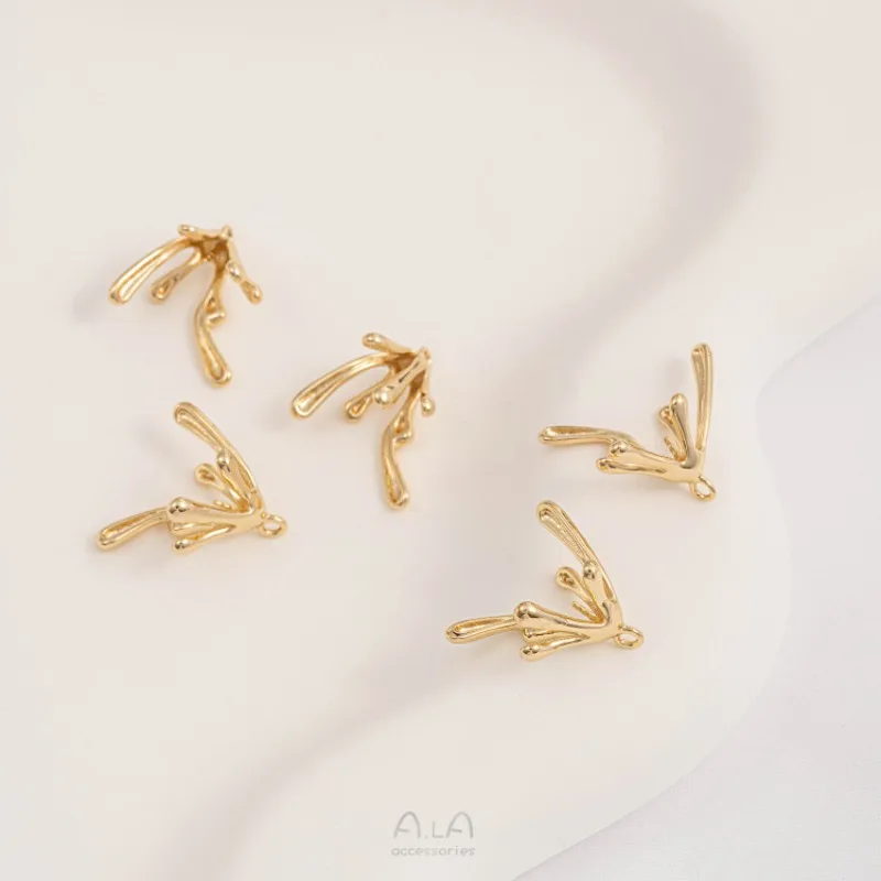 14K Gold Color Lava Water Drop Pearl Flower Holder Bead Hat Pendant DIY Stud Earrings Ear Jewelry Ear Hanging Accessories