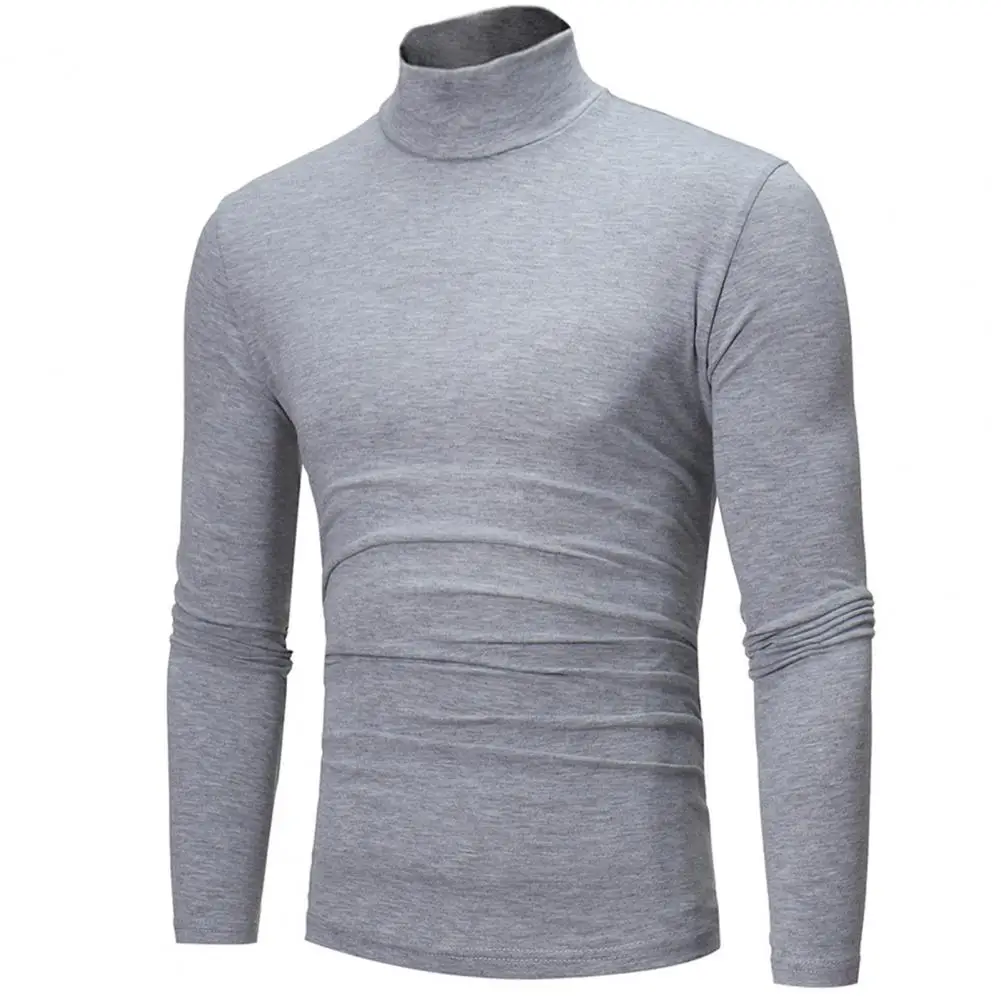 Slim Men Autumn Winter Thermal Underwear Bottoming T-shirt Turtleneck Solid Color Loose Elastic Thermal Underwear Top