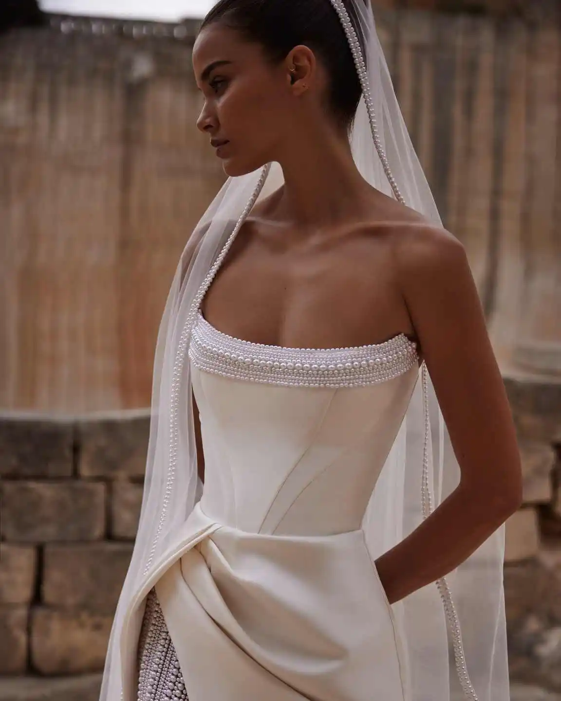 Graceful  Mermaid Gown Wedding Dresses Strapless Sequined Evening Dresses Special Occasion Gowns Vestido De Noiva Customized