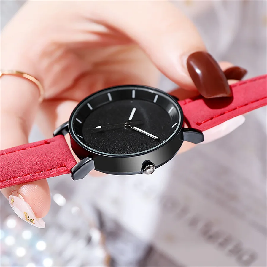 Luxury Leather Strap Round Watches for Women Luminous Pointer Digital Wrist Watch Stainless Steel Dial Casual Bracele Watch