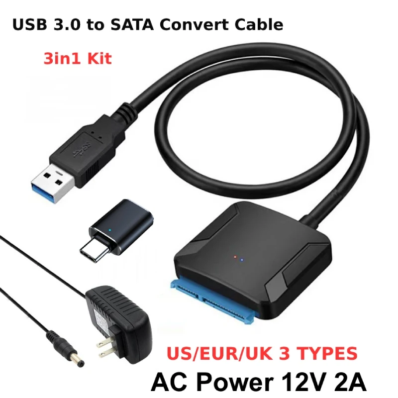 USB 3.0 to SATA convert Cable Cord SATA III Hard Drive Adapter Converter connect for 3.5/2.5 Inch External HDD SSD hard driver