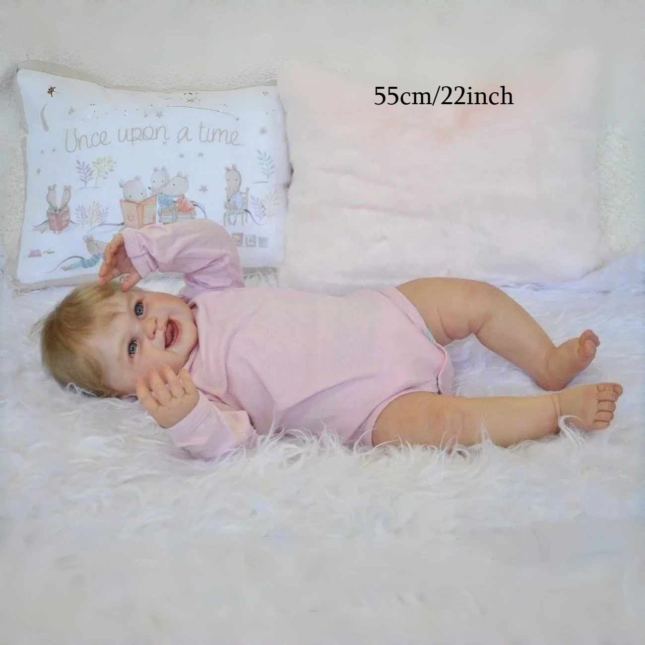 BZDOLL 22 Inch 55 CM 3D Skin Reborn Baby Doll Toy with Cloth Body Lifelike Lovely Smile Toy Doll Handmade Birthday Gift To Child