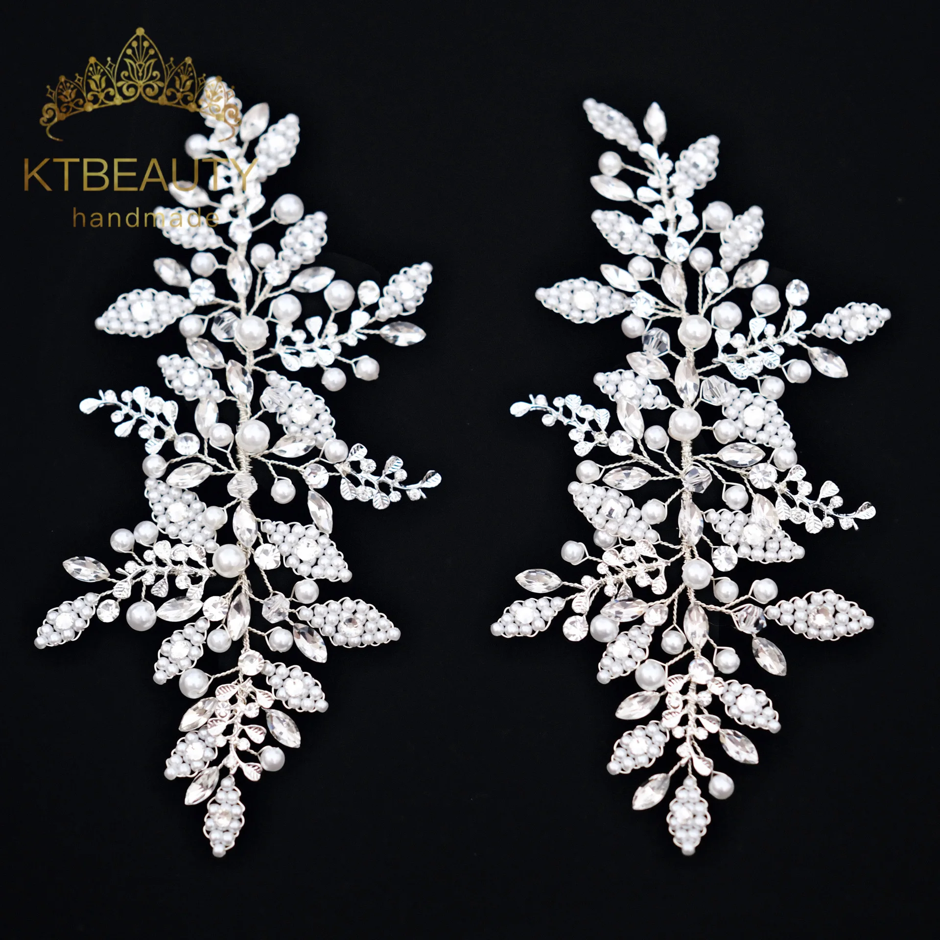 KTBEAUTY News 2025 bridal style Headpiece Golden/Silver color white Flowers Beauty Hair band Set Women Accessories