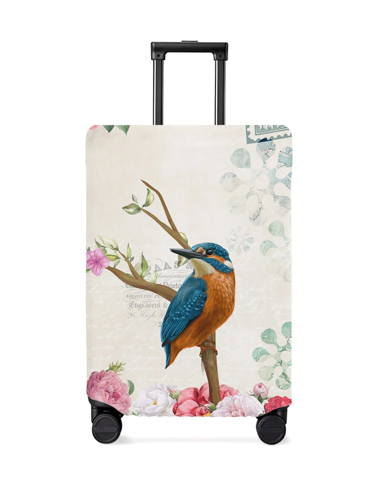 

Vintage Flowers And Birds Travel Luggage Protective Cover for Travel Accessories Suitcase Elastic Dust Case Protect Sleeve