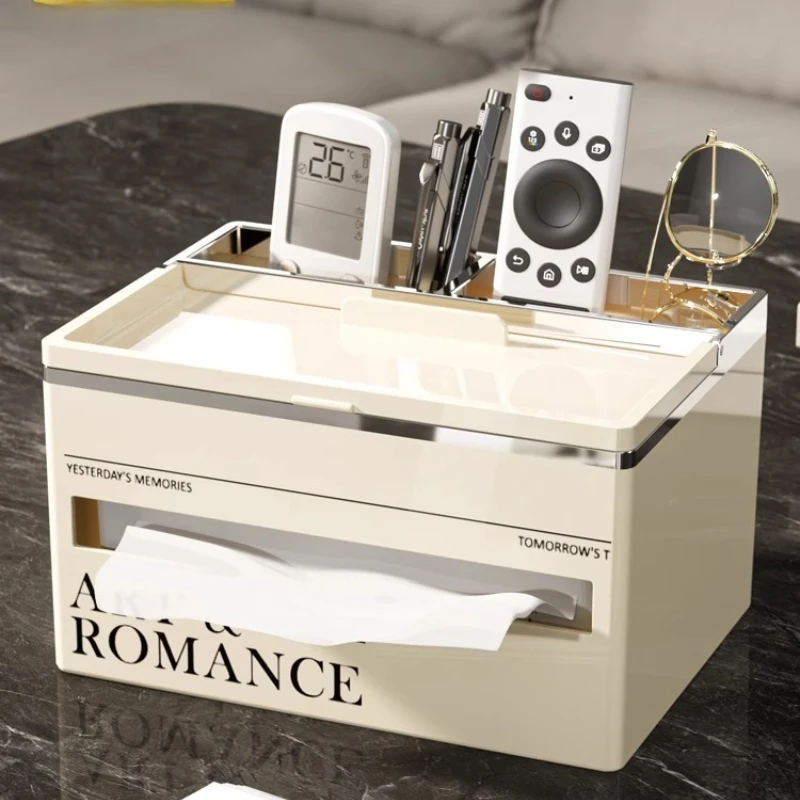

Light Luxury Tissue Box Holder Organizer Home Living Room Coffee Table Multifunctional Bedroom Desk Remote Control Storage Rack