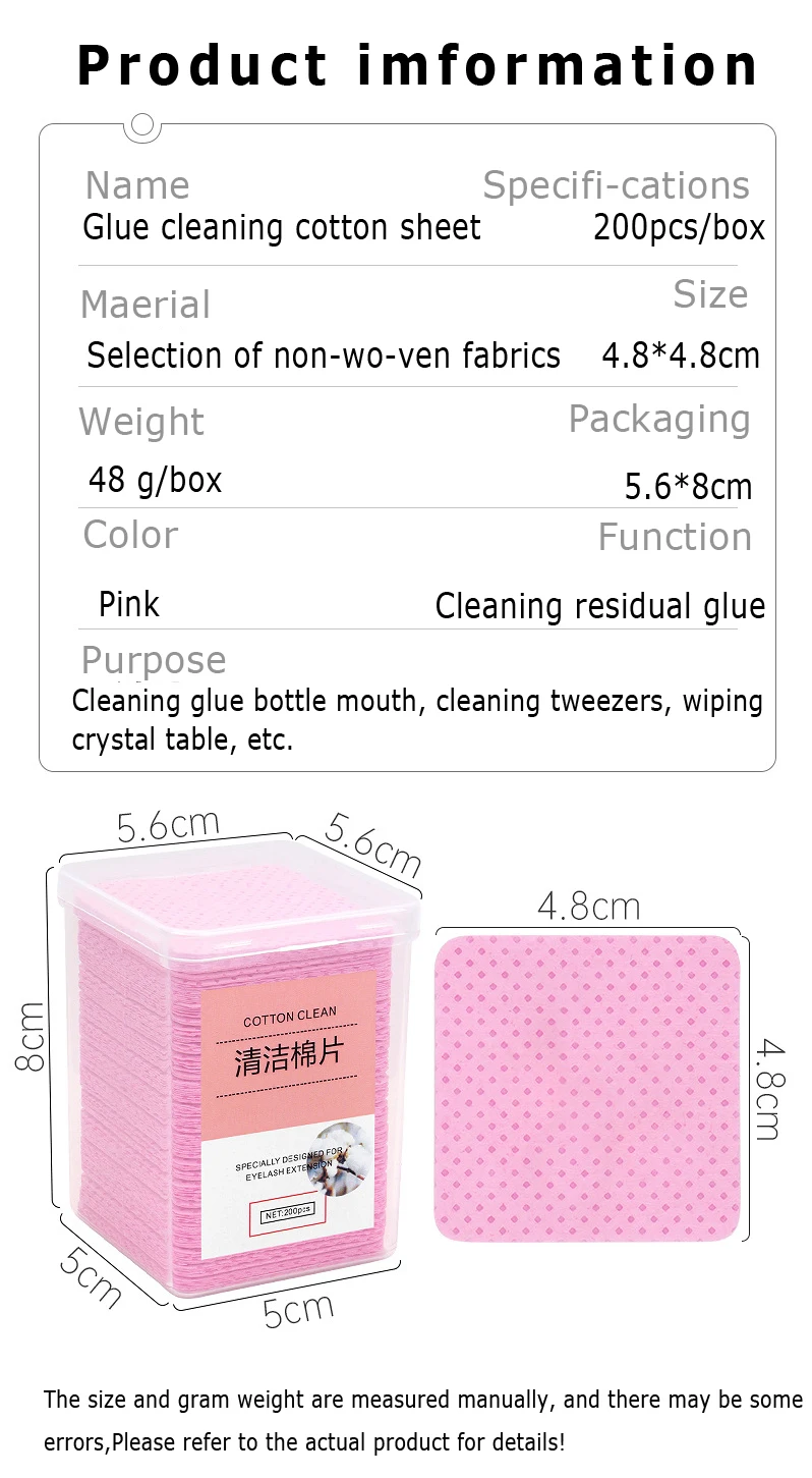 200 stücke Fusselfreien Nagellack Entferner Baumwolle Tücher Papier Pads Reinigung Werkzeug Nail art Tipps UV Gel Wimpern Kleber reiniger Befer – Detail 3