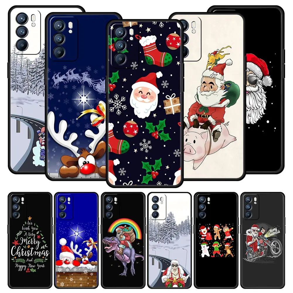 Christmas New Year Phone Case For OPPO A54 A53 A52 A16 A15 A74 A9 2020 A76 A95 A12 Reno7 SE Reno6 Z Find X5 Pro 5G Phone Cover