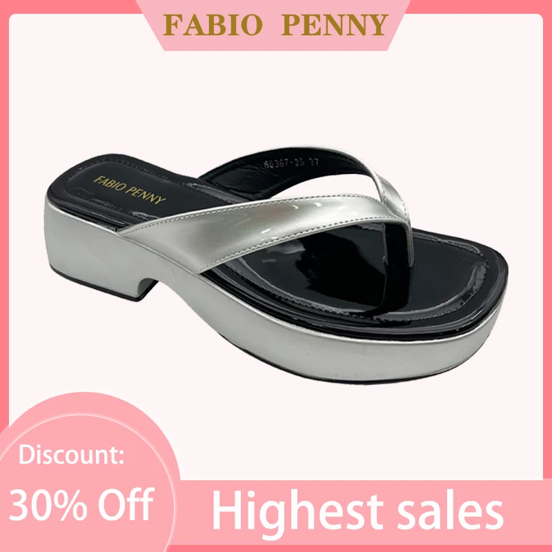 2024 Fashion commuter non-slip clip-toe platform flip flops Women's casual wedge party beach slide slippers