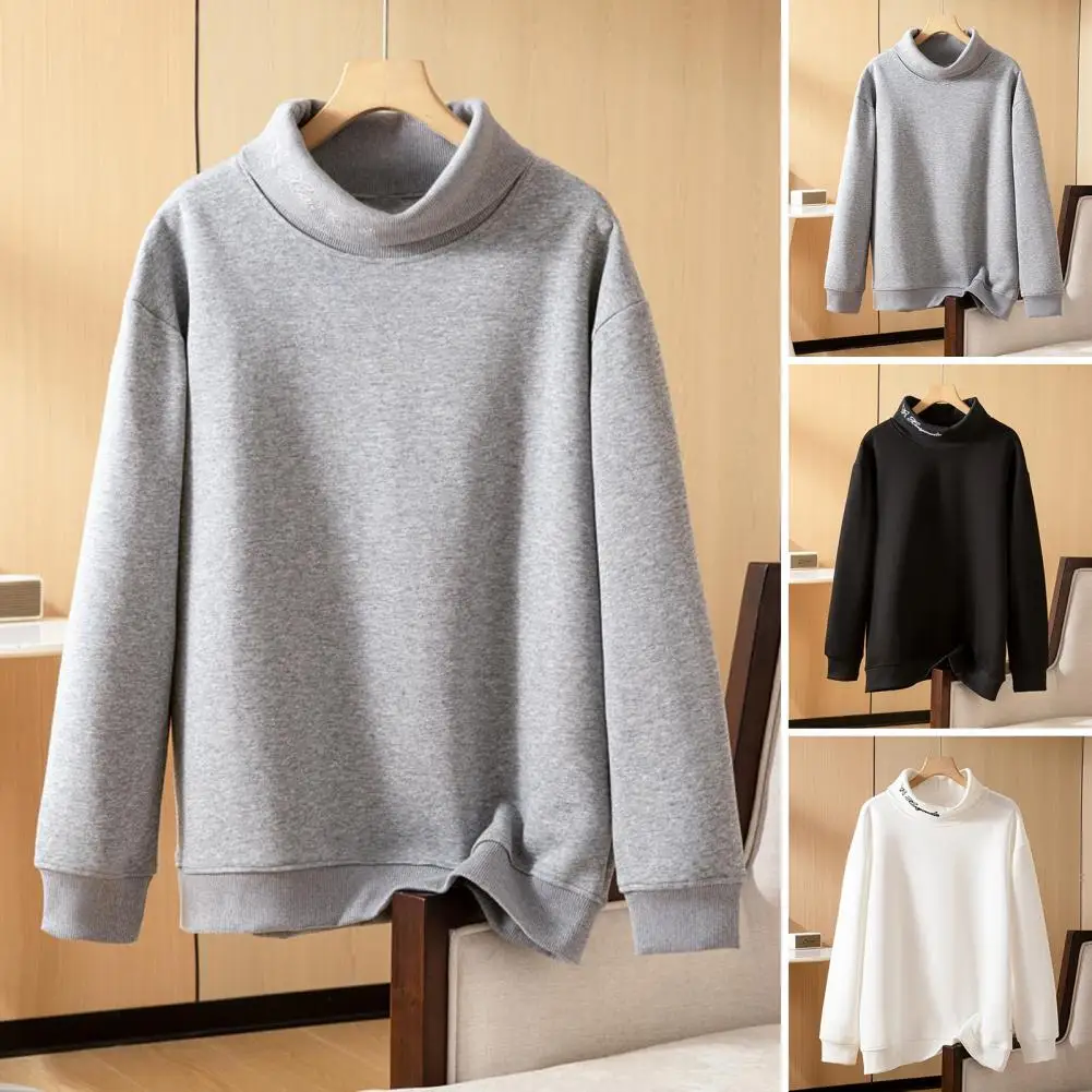 Long Sleeve Autumn Sweater Cozy Stand Collar Sweatshirt for Women Thick Winter Pullover with Neck Long for Wear