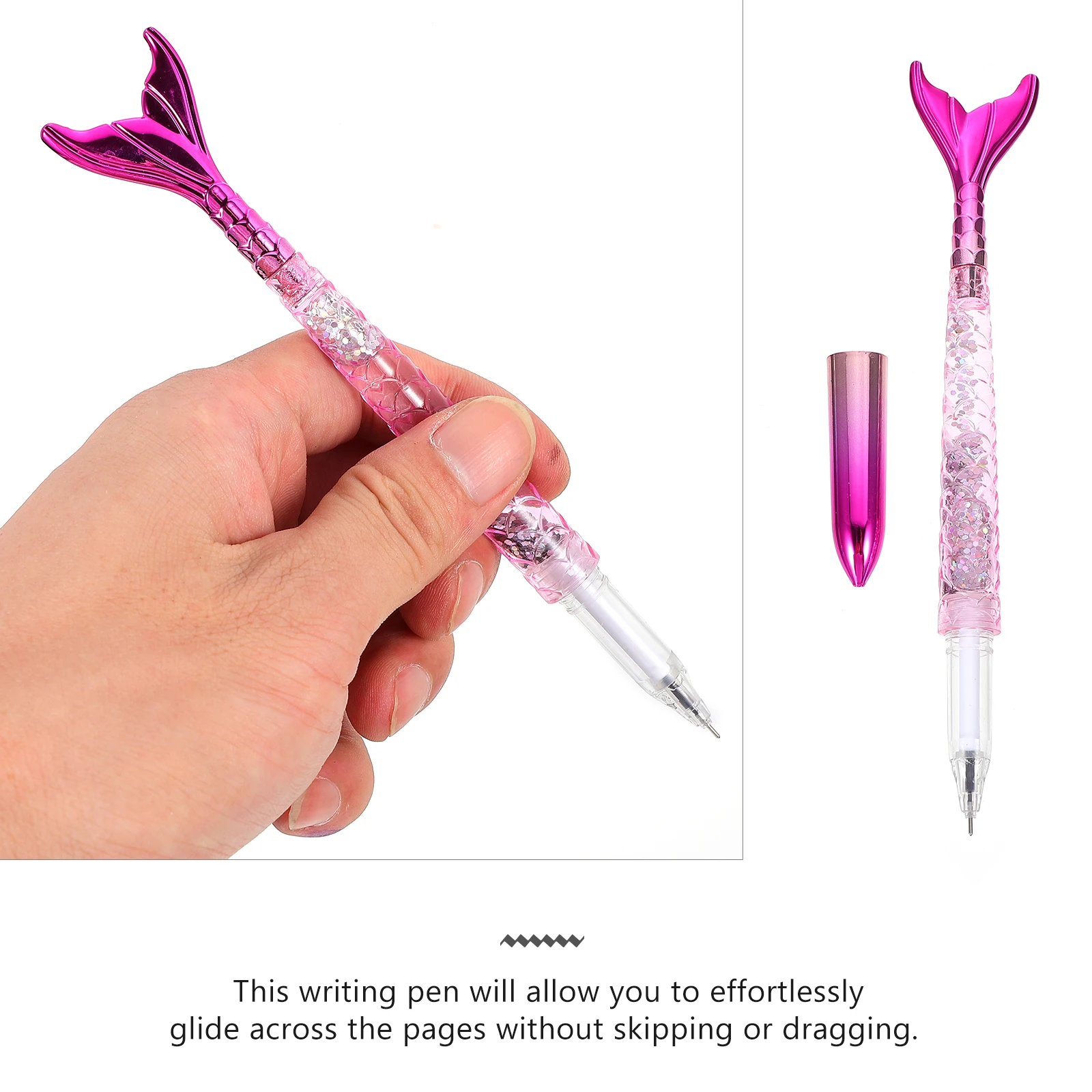 

4pcs Mermaid Pens 0.5mm Black Glitter Cute Writing Instruments Student Stationery Bite Resistant Creative Design
