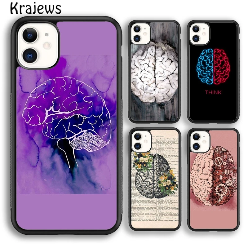 Krajews Anatomy Brain soft Phone Case Cover For iPhone 16 15 14 plus XS XR 11 12 mini 13 pro max coque Shell Fundas