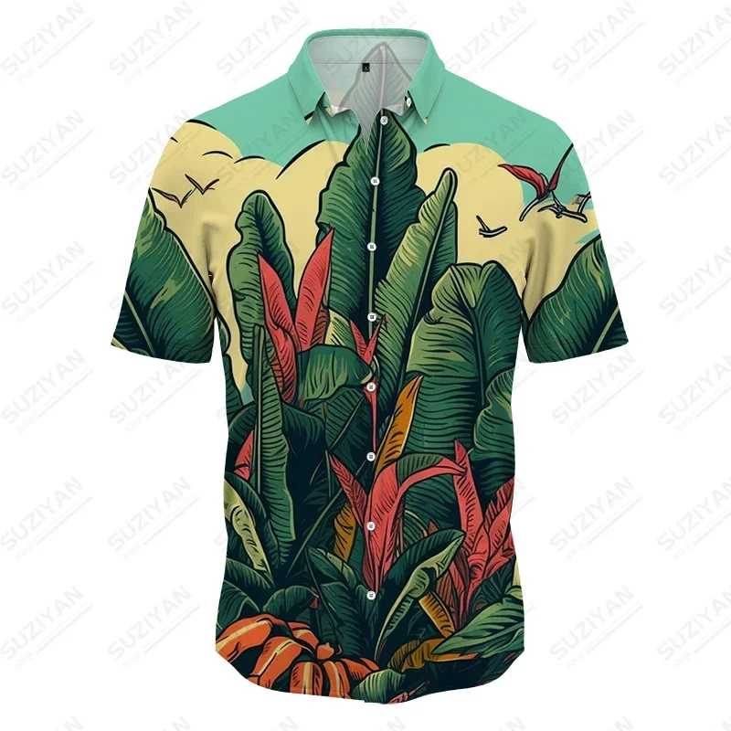 

Summer New Men's Shirt Tropical Plant Banana Leaf 3D Printed Men's Shirt Vacation Style Men's Shirt Fashion Loose Men Shirt