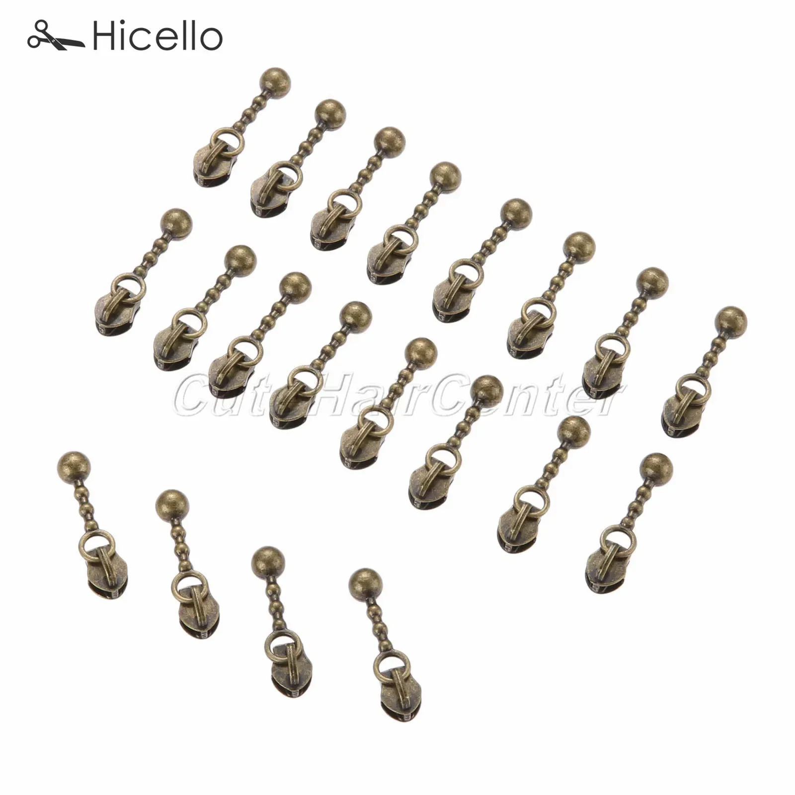 20pcs/lot Zipper Sliders Metal 3# Nylon Zippers Replace Pulls Drop Shape Antique Bronze DIY Craft Sewing Accessories Hicello