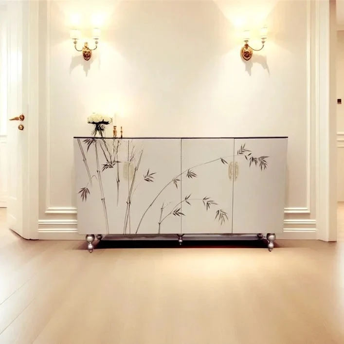 

A26 New Chinese-style entrance cabinet American solid wood champagne-colored dining side cabinet Hotel decorative cabinet