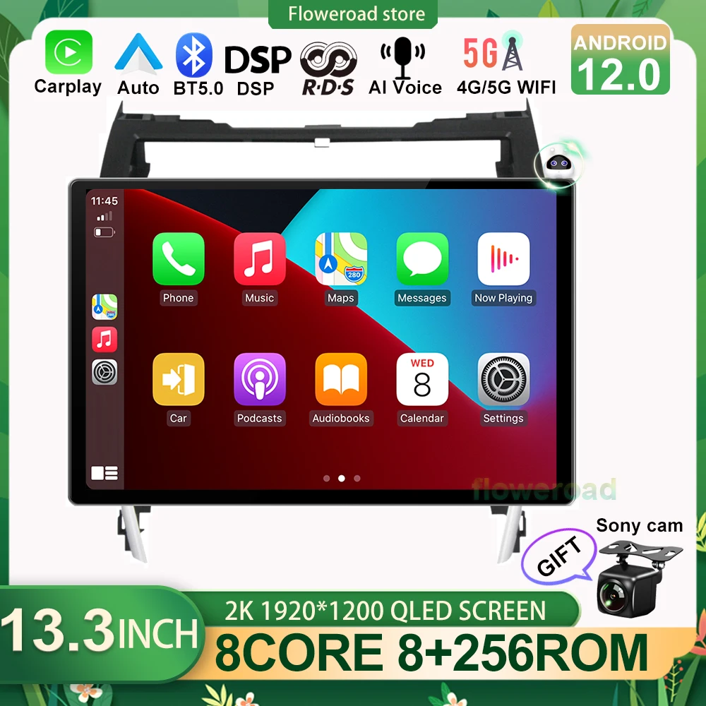 

13 дюймовый Android 12 для Toyota Camry 8 50 55 2015 2016, автомобильный радиоприемник, мультимедийный видеоплеер, навигация, стерео GPS DSP Carplay BT