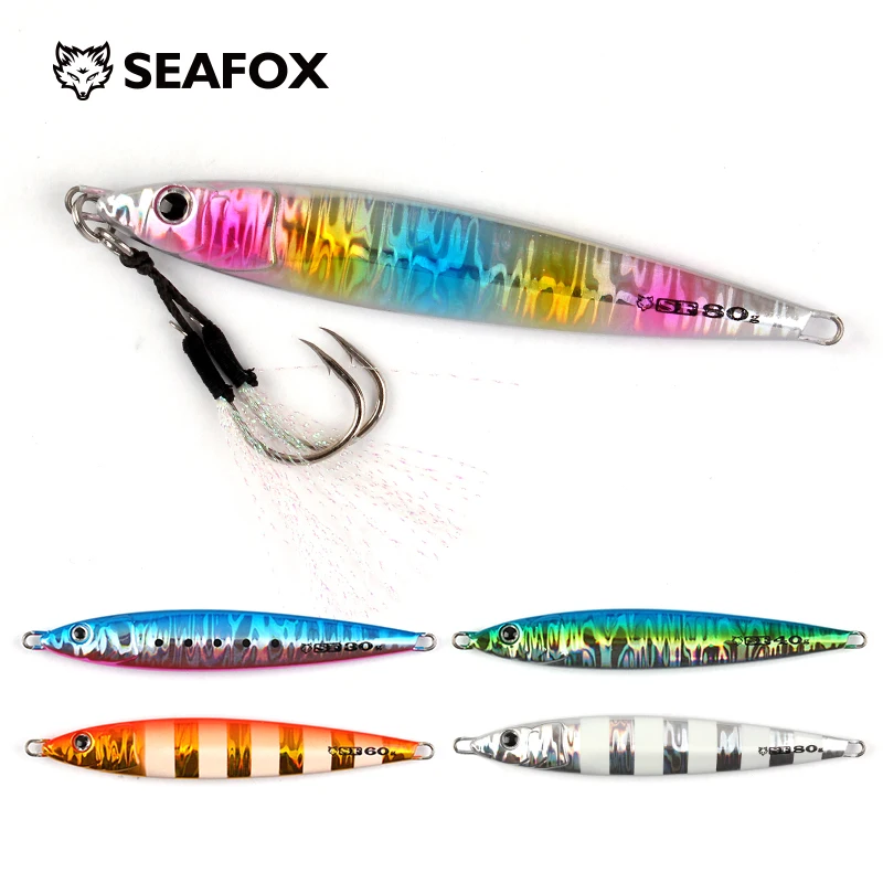 SF11Seafox New Metal Jig Jigging Spoon 30 40 60 80 100G Shore Casting Jig Drag Cast Sea Bass Lure Artificial Bait Fishing Tackle