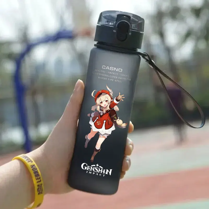 Genshin Impact 560ml Water Cup Drinking Outdoor Cartoon Large Capacity GanYu Klee KeQing Water Bottle Children Portable Plastic