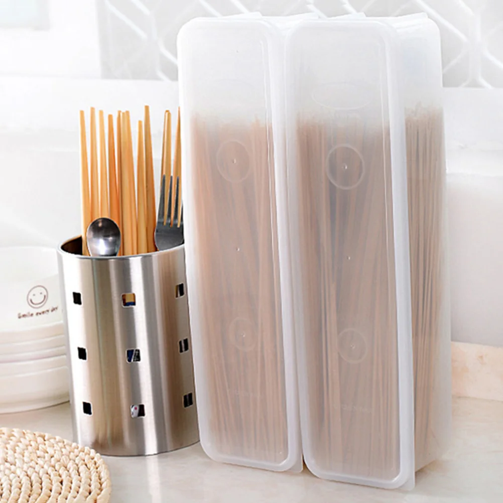 

2 Pcs Noodle Storage Box Food Grade Plastic Sealed Container Transparent Bin Large Capacity Slim Kitchen Pantry ganizer