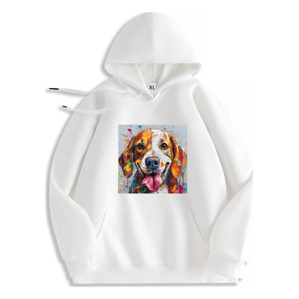 Colorful Beagle Dog Graphic Hoodie Polyester Fiber Sweatshirt For Men Printed Long Sleeve Mens Clothes