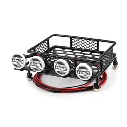 Metal 115x107mm Luggage Carrier Roof Rack With Spotlights for Tamiya CC01 CR01 RC4WD D90 Axial SCX10 1/10 RC Crawler Car