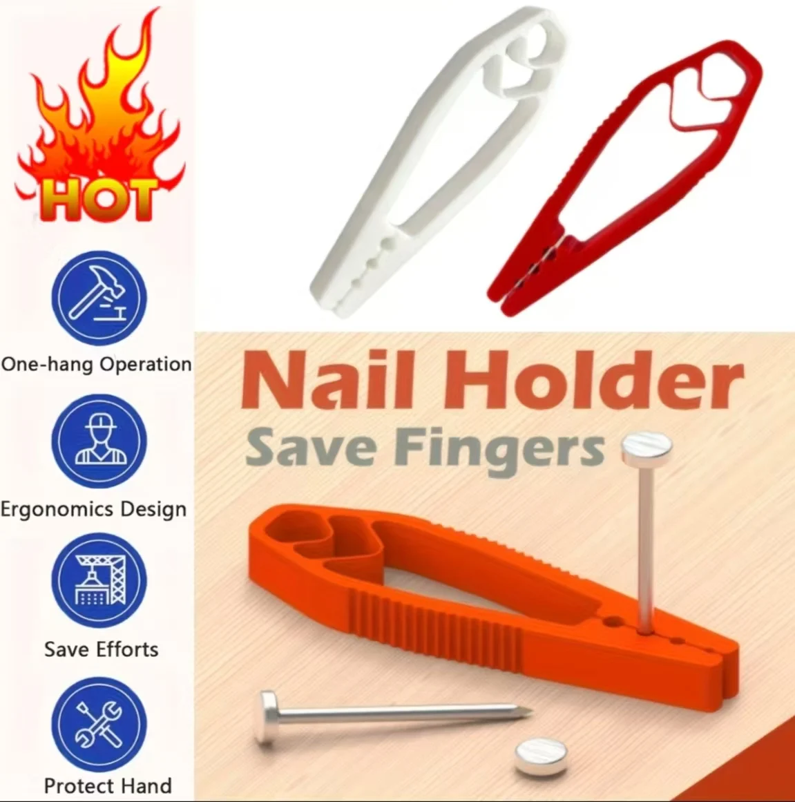 Portable Nail Fixer Tool Woodworking Nail Fixer Plastic Sliding Joint Pliers Protect Fingers for Maintenance and Woodworking