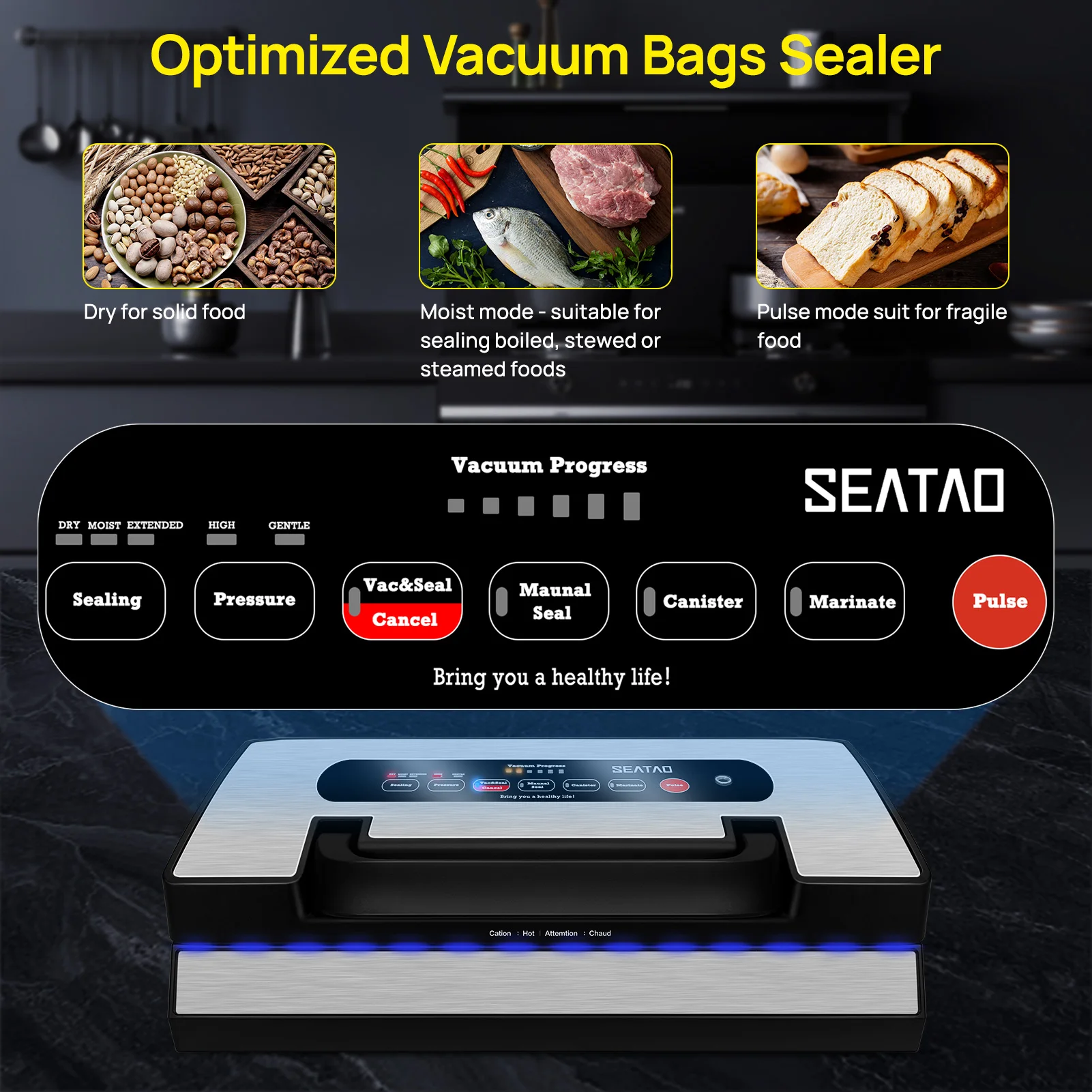 Seatao VH5188 vacuum packing machine Built in cutter&storage Multifunction Automatic Vacuum Sealer Machine Commercial