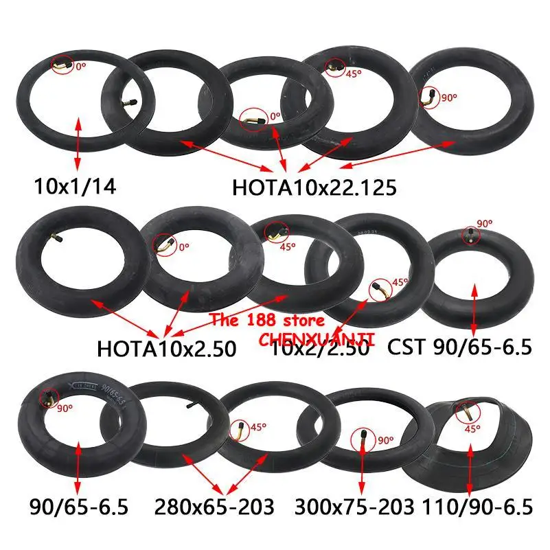 10x1 1/4  10x2. 125  50 3.00x75-203 280x65-203 inner tube For electric scooter balance car 10 inch tire