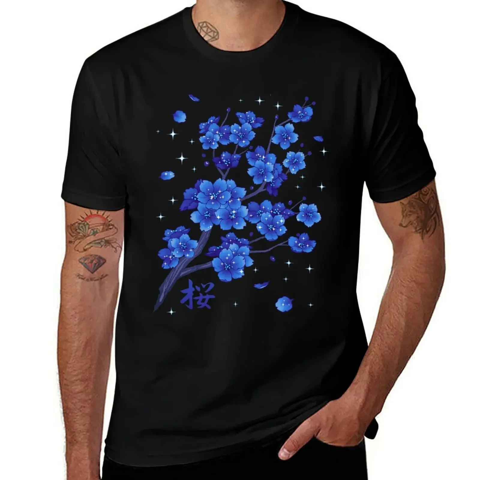 

Falling Starry Sakura Petals T-Shirt customizeds valentines boutique clothes oversized t shirt vintage t shirt men