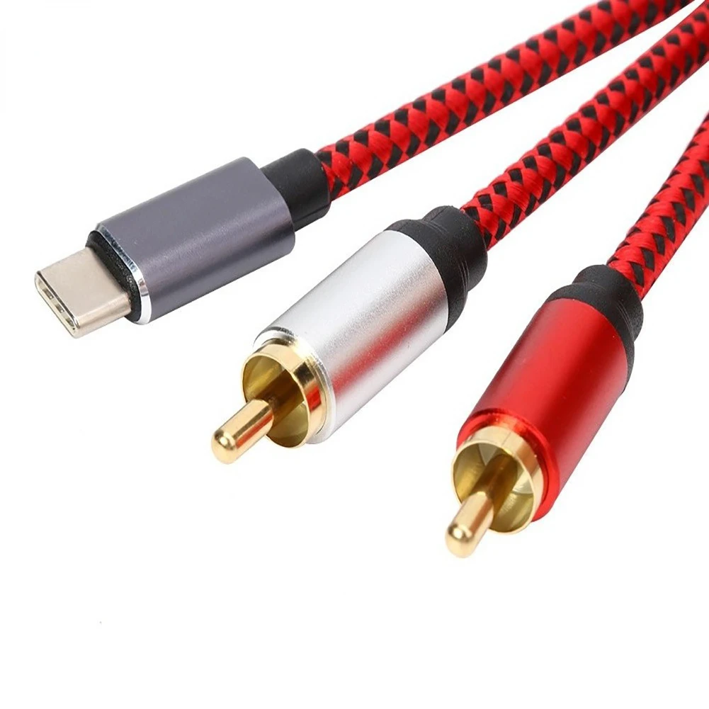 USB Type-C To Dual RCA Y Insert Cord 2RCA Audio Cable for USB-C Phone Tablet PC Car Stereo Home Theater Amplifier DVD TV Speaker