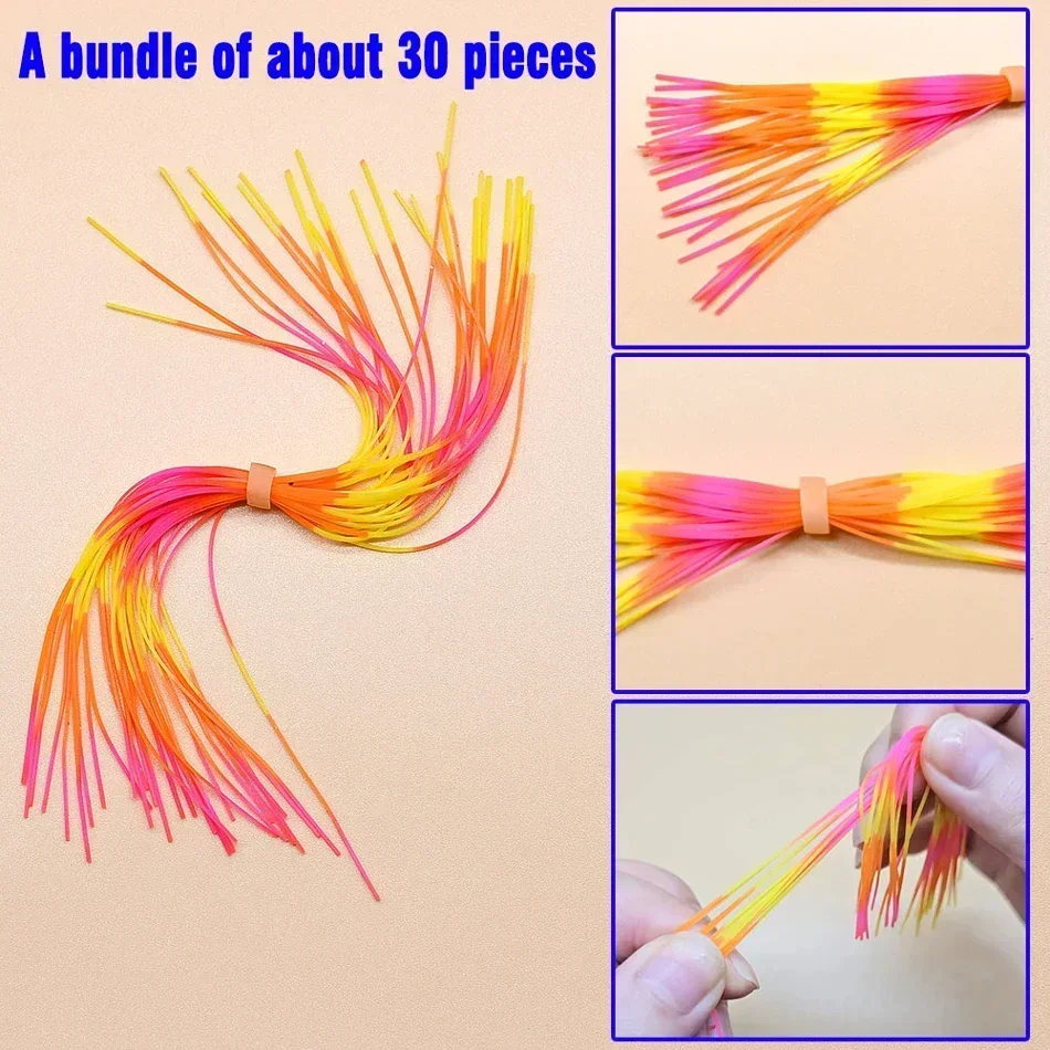 MNFT 8 Bundles 13 cm Länge Fliegenbindematerial Streamer Nymphenbeine Buzzbaits Spinner Glitzer Barred Color Jig Tintenfischrock – Detail 4