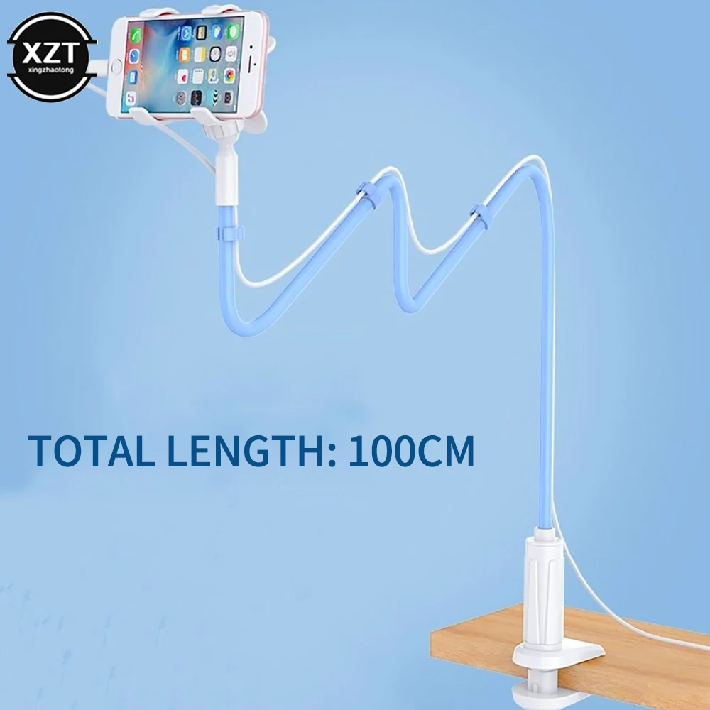 

1M Universal Desktop Bed Long Arm Lazy Spiral Stand Mount Clamp Mobile Phone Holder Bedside 360° Rotation Cellphone Live Stand
