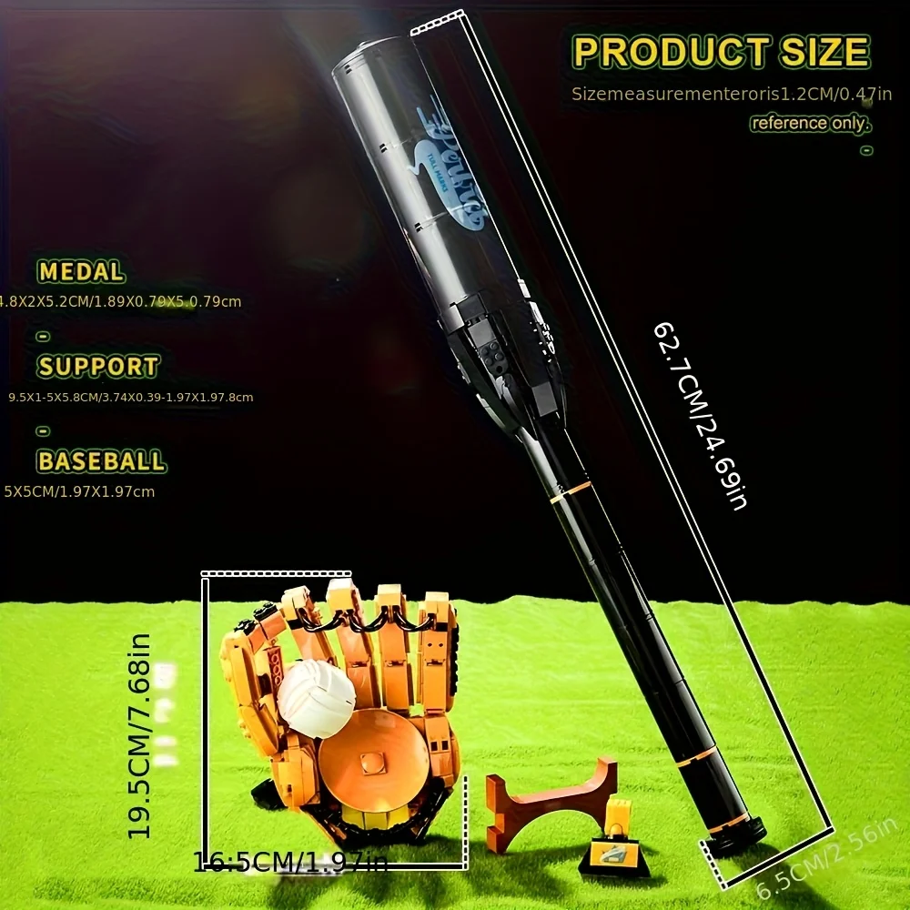 ตัวต่อ MOC อุปกรณ์เบสบอล ชุดประกอบเทคนิค ตัวต่อแบบประกอบเอง ของเล่นกีฬา ของขวัญสำหรับผู้ใหญ่ ของขวัญวันเกิด 968 ชิ้น