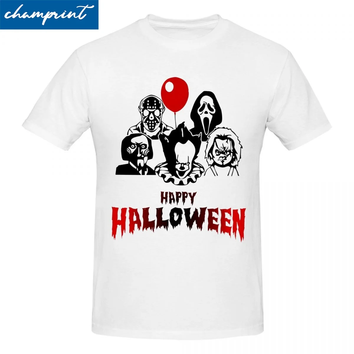 Funny Horror Team Halloween Tshirt Men's Short Sleeve Tops Shirts Stephen King Scary Skull Trick Or Treat Cotton Clothes