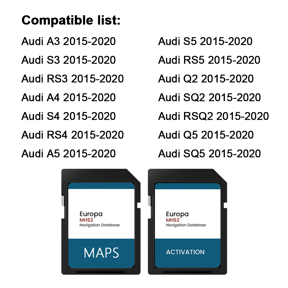 بطاقة Sat Navi SD لأودي Q2/Q5/A3/A4/A5/S3/S4/S5 2015-2020 MHS2 بطاقة تفعيل الملاحة GPS بطاقة خريطة أوروبا 16 جيجابايت تحديث 2024
