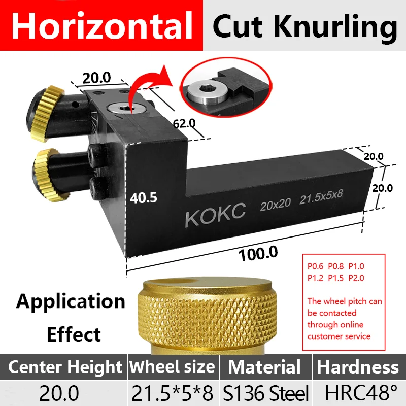 

Stuka Adjustable Center Height 20*20mm Dual Wheel Cutting Knurling Tools For CNC Lathe feeding 30°Diamond 45°Square pattern