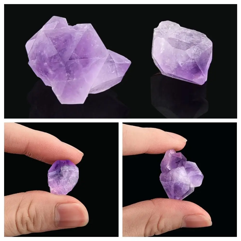 1/2PCS Hexagonal Mineral Specimen Raw Gemstone Healing Stone Natural Amethyst Purple Quartz Crystal Pendant