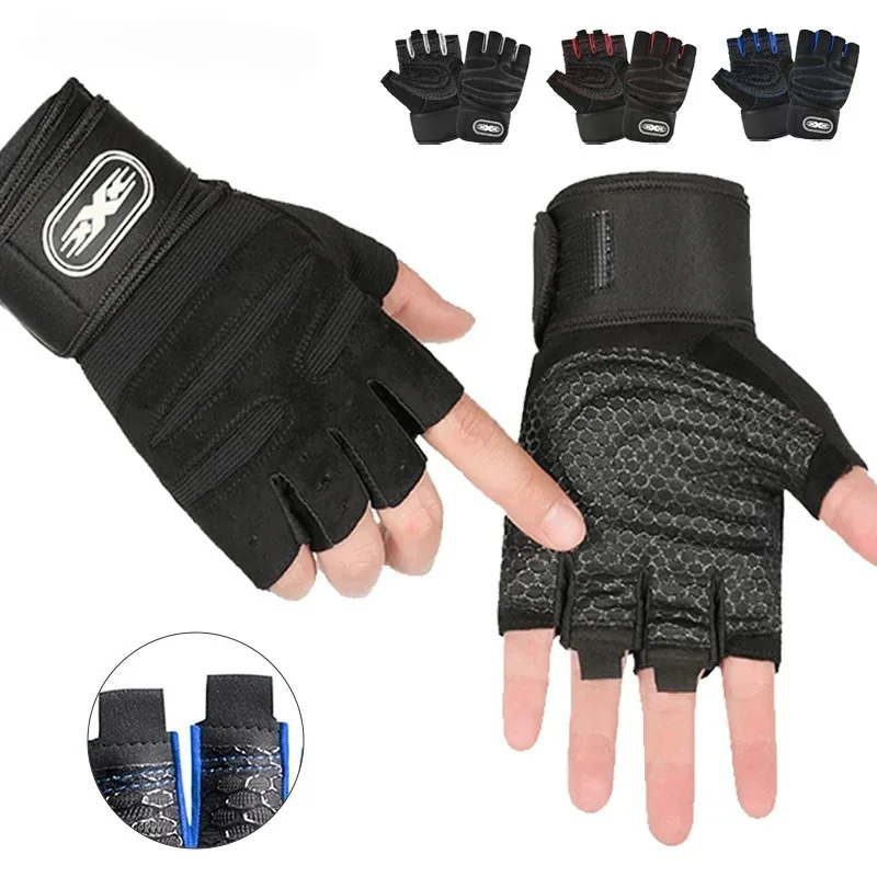 Trainingshandschuhe für Männer und Frauen Halbfinger-Handschuhe mit Handgelenkbandage für Sport Gewichtheben Training Fahrrad Motorrad Gym-Handschuhe