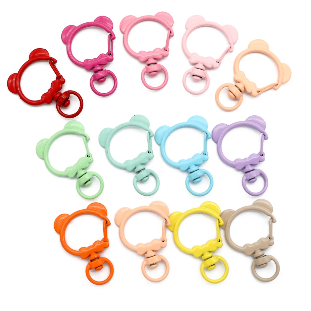 5 Pieces Bear Shaped Keychain Clips Lobster Clasps Metal Spring Hooks with Swivel Rings DIY Backpack Charms Key Ring Accessories view 6