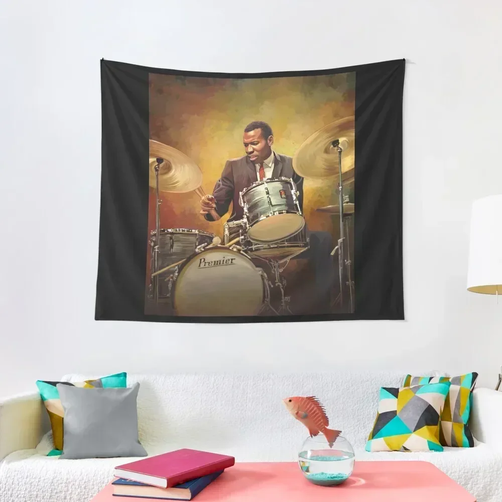 

Honoring Elvin Jones: Great Jazz Drummer Tapestry House Decorations Bathroom Decor Tapestry