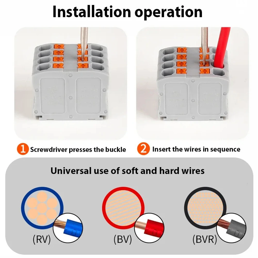 1Pc Wire Electrical Cable Connectors Plug-in Terminal Block PTFIX 2.5mm² Splitter Spliceable DIN-Rail Mounting Junction Box Too