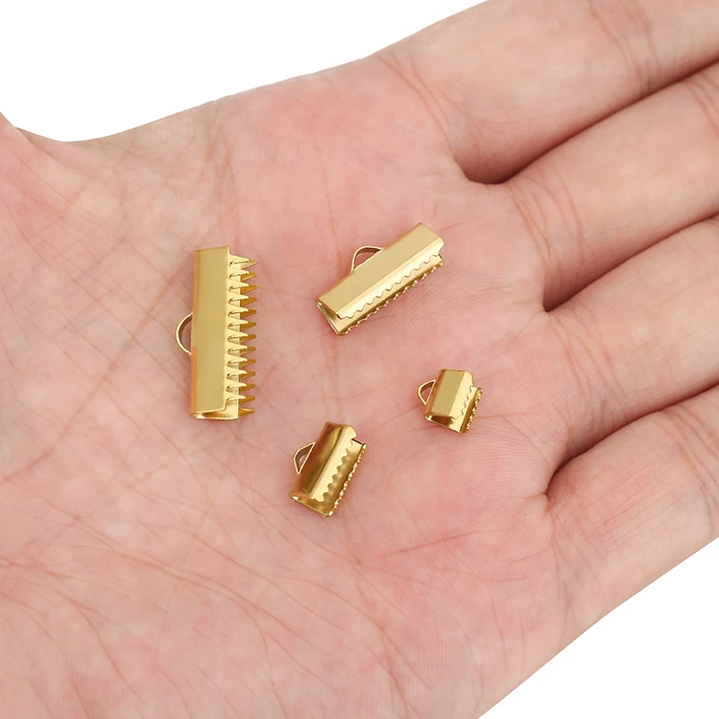 Fermoirs d'extrémité en acier inoxydable PVD, 20 à 50 pièces, ne se décolore jamais, capuchons de fixation, connecteurs, fermoirs pour cordon plat en cuir, fabrication de bijoux à faire soi-même