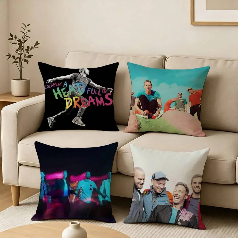 The C-Coldplay Rock Band Pillow Case Square Double-Sided Sofa Cushion Cover Bedroom Bedside Pillow