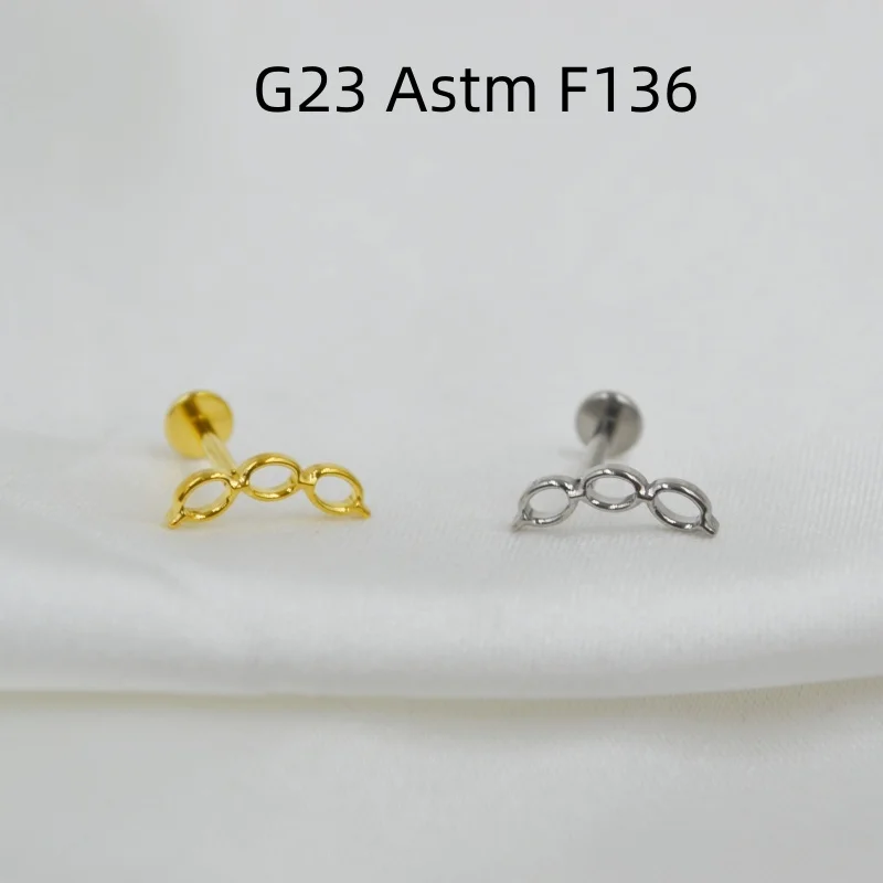 チタン製ボディピアスジュエリー16gチェーンg23astm-f136リップバーイヤーヘリックス耳珠ルークスタッド10個