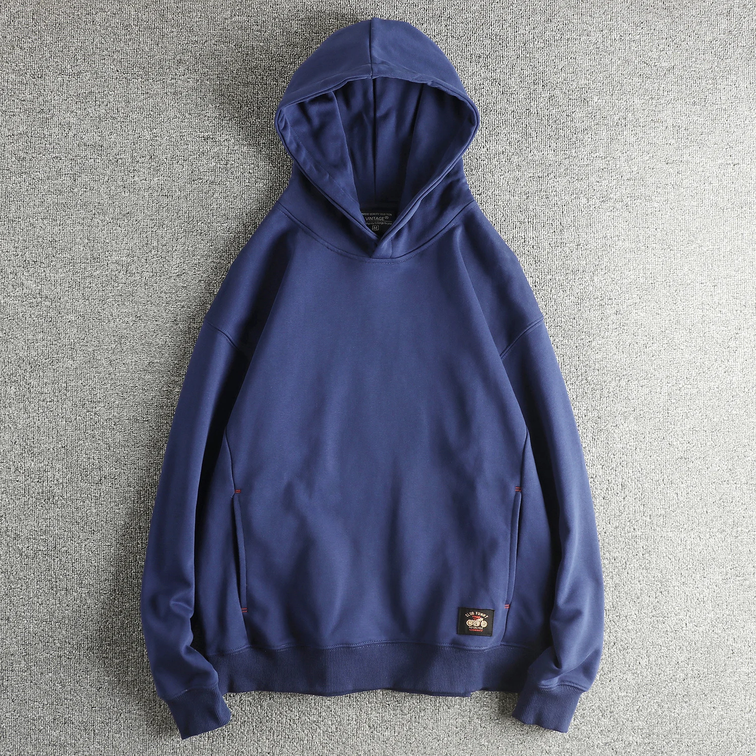

Thick Warm Cotton Hoodie Men's Long Sleeve Sweatshirt Retro Style Trendy Loose Fit Crew Neck Washable Polyester Blend Winter
