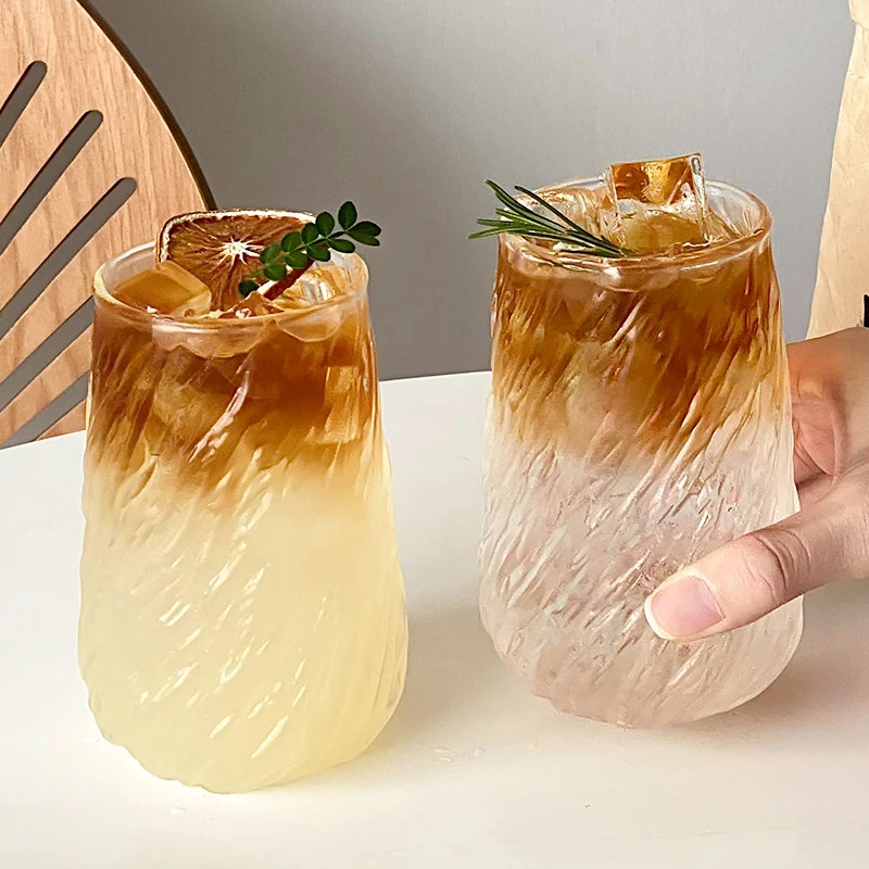 كوب زجاجي لعصير الويسكي القهوة الشفاف متعدد الاستخدامات مع الحبوب العمودية #4