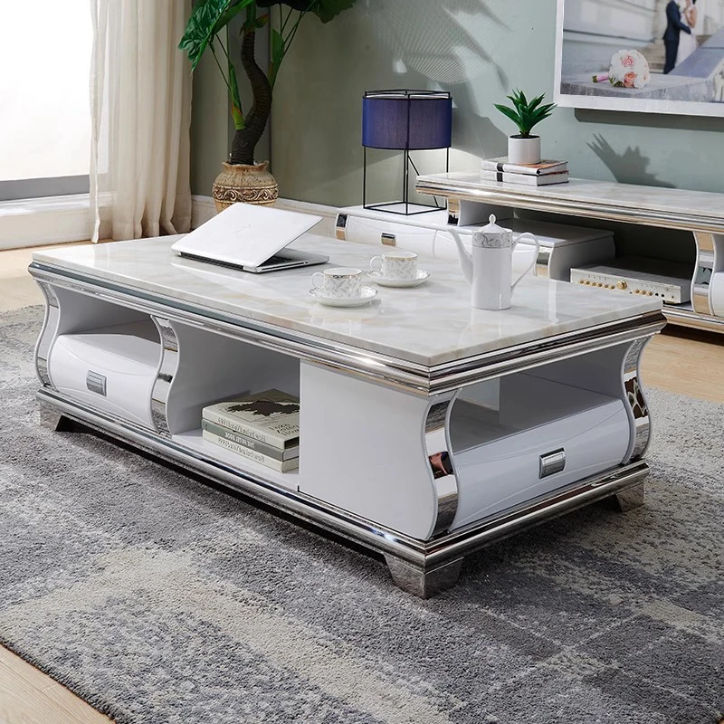 Nordic Designer Coffee Table Gray Vintage Rustic Marble White Coffee Table Luxury Space Saving Meuble Salon Furniture Home