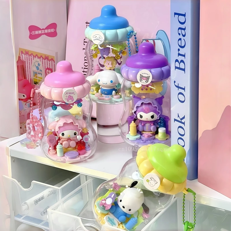 

TOPTOY New Sanrio Milk Bottle Blind Box Construction Building Block Kawaii DIY Pendant for Girls Children's Educational Gifts
