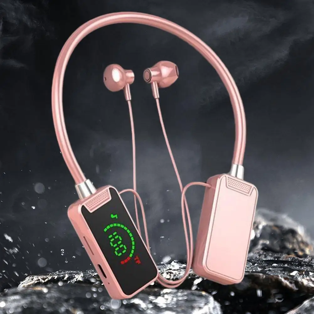 Kabelloser Kopfhörer, wasserdicht, kabelloser Nackenbügel-Kopfhörer mit LED-Anzeige, Bluetooth-Kompatibilität, hängender Hals für Freisprecheinrichtung